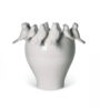 VASO DECORATIVO COM PÁSSAROS EM CERÂMICA BRANCO 37.2CM X 33CM